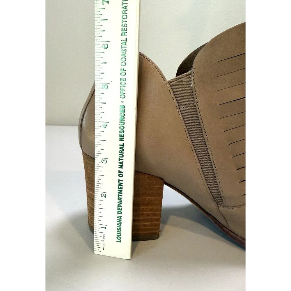 Donald J Pliner Womens Elton Leather Boots 7.5 Beige Cutout Block Heel